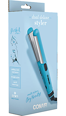 Conair® Compact CS69N 2-in-1 Ceramic Styler, Flat And Curling Iron, Blue