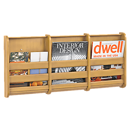Safco® 3-Pocket Magazine Wall Rack, 29" x 13 5/16" x 1 13/16", Natural