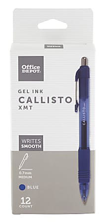 Office Depot® Brand Callisto Retractable Gel Ink Pens, Medium Point, 0.7 mm, Transparent Blue Barrel, Blue Ink, Pack Of 12 Pens