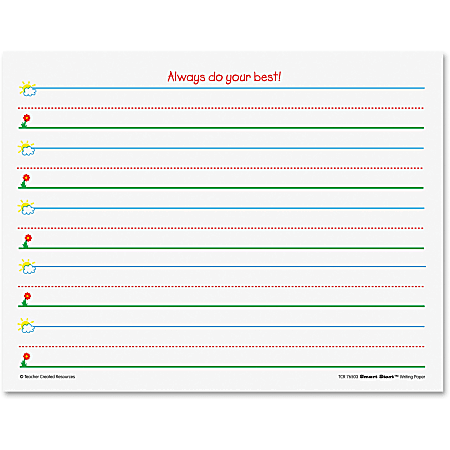 Teacher Created Resources 1" Spacing Writing Paper, Letter Paper Size, Grades Kindergarten - 1, White, Pack Of 360 Sheets