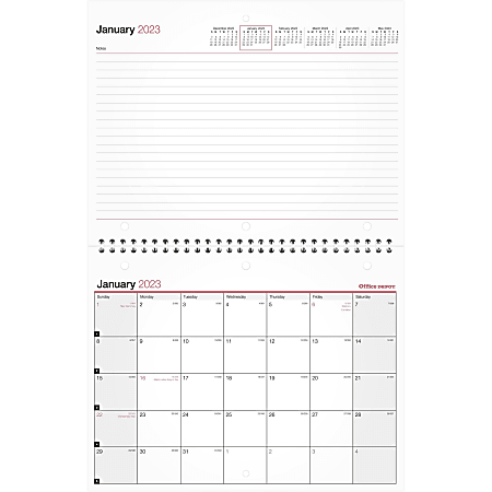 Office Depot Brand Monthly Wall Calendar 11 x 8 12 White January To  December 2023 OD301528 - Office Depot