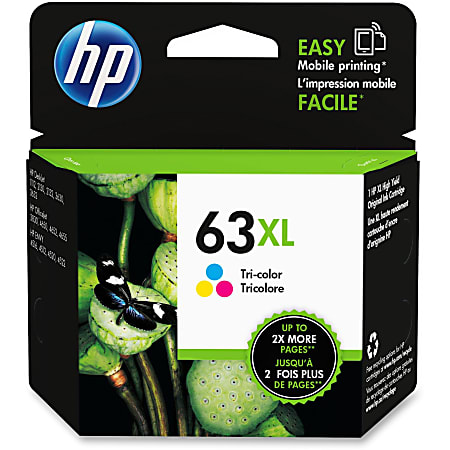 HP 63XL High-Yield Tri-Color Ink Cartridge. F6U63AN