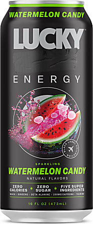 Lucky Energy Drink, Watermelon Candy, 16 Oz, Total Qty 1