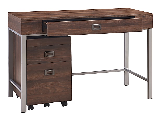Realspace Brezio 47 W Computer Desk With Mobile File Cabinet Brown ODP Business Solutions