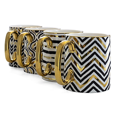 Gibson Home Geo Cups, 14.8 Oz, Metallic Gold, Set Of 4 Cups