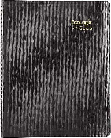 Brownline® EcoLogix Weekly Planner, 8-1/2” x 11", Black, January To December 2022, CB425W.BLK