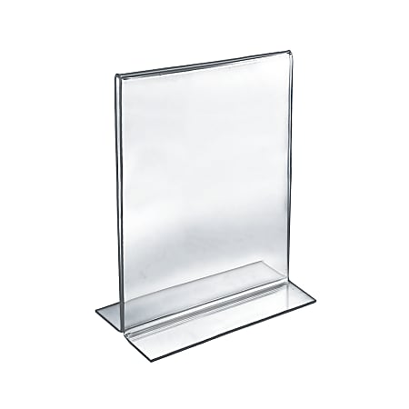 Azar Displays Double-Foot Acrylic Sign Holders, 12" x 9", Clear, Pack Of 10