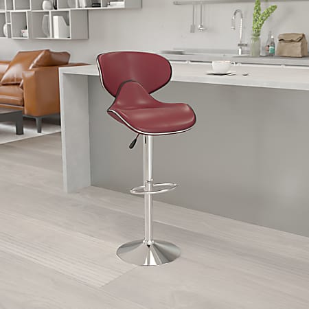 Flash Furniture Cozy Mid-Back Adjustable Bar Stool, Gray/Burgundy