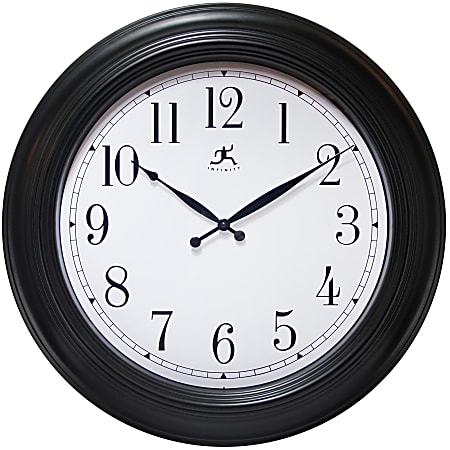 Infinity Instruments Classic Round Wall Clock, 24”, Black