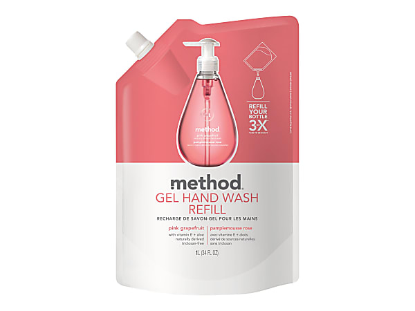 Method® Antibacterial Gel Hand Wash Soap, Pink Grapefruit Scent, 34 Oz Bottle