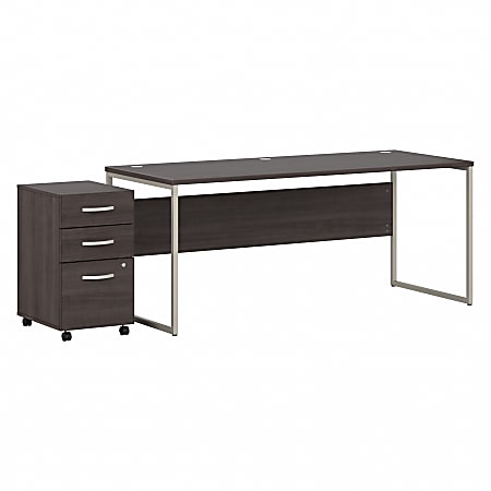 Bush® Business Furniture Hybrid 72"W x 30"D Computer Table Desk With 3-Drawer Mobile File Cabinet, Storm Gray, Standard Delivery