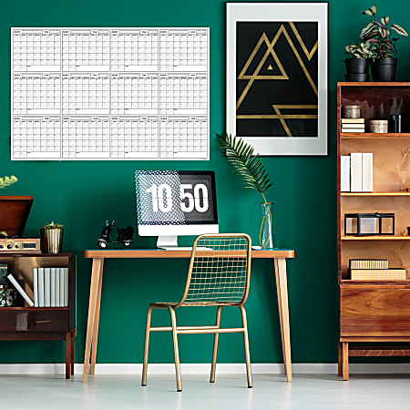 SwiftGlimpse Yearly Wall Calendar Planner 36 x 48 BlackWhite