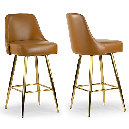 Glamour Home Auren Upholstered Bar Stools With Legs, Brown, Set Of 2 Stools