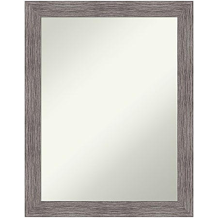 Amanti Art Narrow Non-Beveled Rectangle Framed Bathroom Wall Mirror, 27-1/2” x 21-1/2”, Pinstripe Plank Gray
