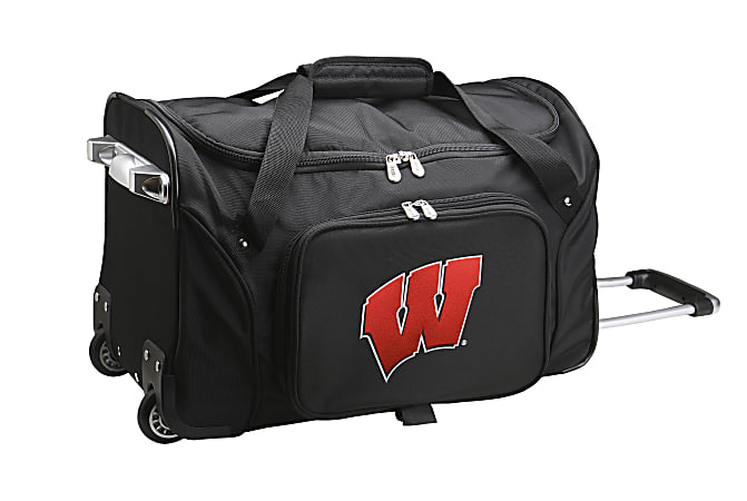 Denco Sports Luggage Rolling Duffel Bag, Wisconsin Badgers, Black