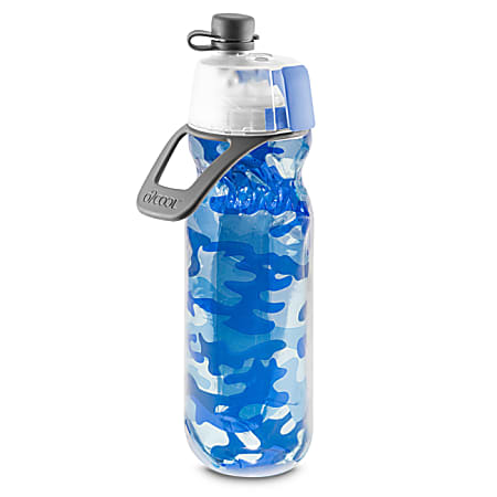 o2Cool Mist 'N Sip Water Bottle, 20 Oz, Camo Blue