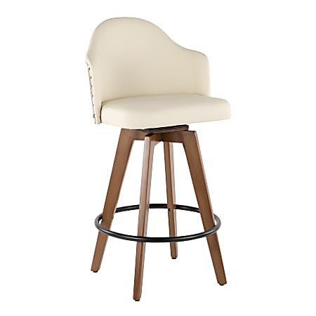 LumiSource Ahoy Counter Stool, Walnut Bamboo/Cream