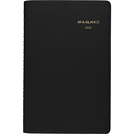 AT-A-GLANCE 2023 RY Daily Appointment Book Planner, Black, Small, 5" x 8"