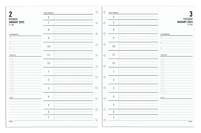 TUL® Discbound Daily Refill Pages, Letter Size, January To December 2023