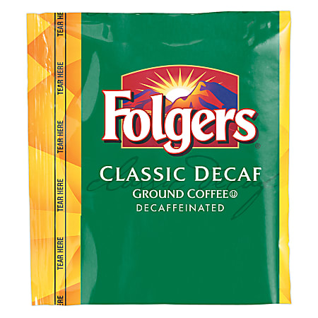 Folgers® Classic Roast Decaffeinated Fraction Packs, 0.9 Oz, Carton Of 36