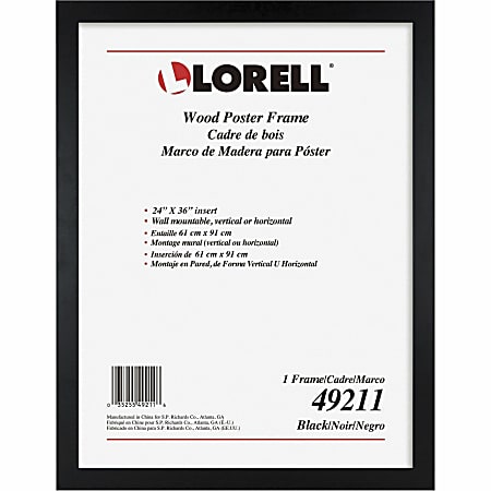 Lorell Wide Frame - 24" x 36" Frame Size - Rectangle - Horizontal, Vertical - 1 Each - Black