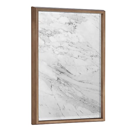 Kate and Laurel Blake Non-Magnetic Framed Dry-Erase Printed Glass, 18” x 24”, Gray Marble by The Creative Bunch Studio, Gold Plastic Frame