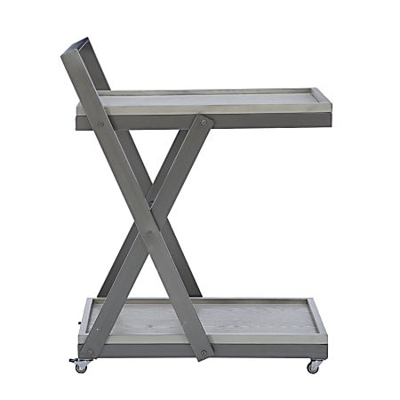 Powell Evans Rolling Bar Cart, 35-1/4” x 28-3/4”, Gray