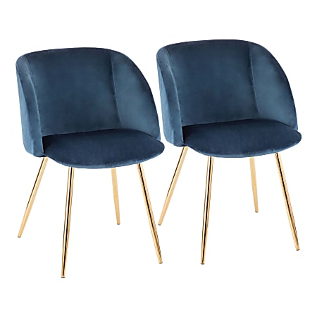 LumiSource Fran Dining Chairs, Blue/Gold, Set Of 2 Chairs