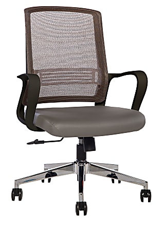 Sinfonia Song Ergonomic Mesh/Fabric Mid-Back Task Chair With Antimicrobial Protection, Loop Arms, Copper/Gray/Black
