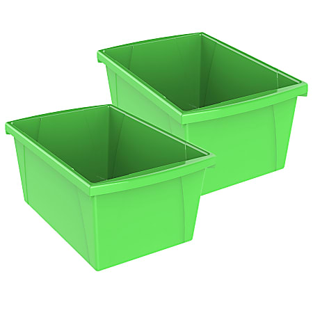 Storex Classroom Storage Bin, Medium, Green, Pack Of 2