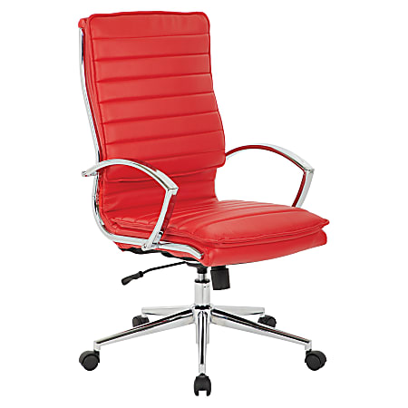 Office Star™ Pro-Line II™ SPX Bonded Leather High-Back Chair, Red/Chrome
