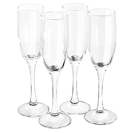 Gibson Home Belinni Classic Fluted Champagne Glass Set, 6.4 Oz, Clear, Set Of 4 Glasses