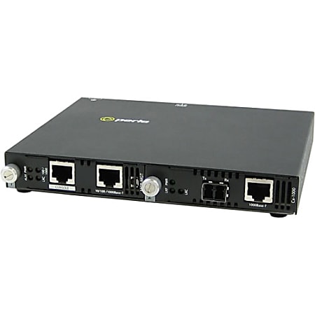 Perle SMI-1000-M2LC2 Media Converter - 2 x Network (RJ-45) - 1 x LC Ports - DuplexLC Port - Management Port - 1000Base-LX, 10/100/1000Base-T - Rail-mountable, Rack-mountable, Wall Mountable