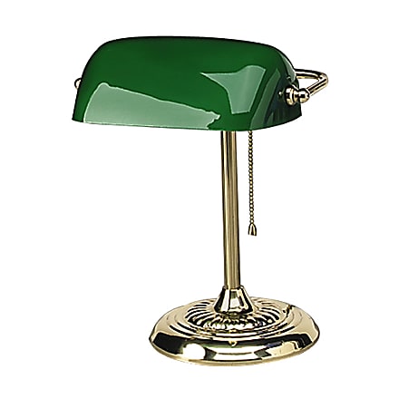 Ledu Traditional Banker's Lamp, 14"H, Green Shade