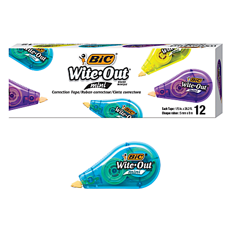BIC Wite Out Mini Correction Tape, White, Pack