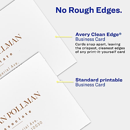 Avery Clean Edge Printable Business Cards With Sure Feed Technology For ...