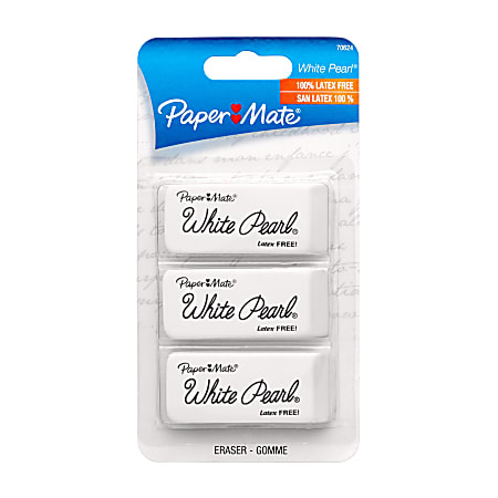 Paper Mate® White Pearl® Latex-Free Erasers, Pack Of