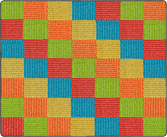 Flagship Carpets Basketweave Blocks Classroom Rug, 10 1/2' x 13 3/16', Multicolor