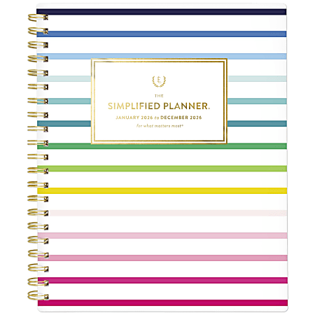Simplified by Emily Ley for AT-A-GLANCE® 2026 Weekly Monthly Planner, Happy Stripe, Large, 8 1/2" x 11"