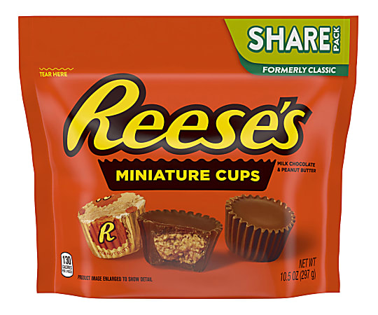 Reese's Miniature Milk Chocolate Peanut Butter Cups, 10.5 Oz Bag, Pack Of 3 Bags