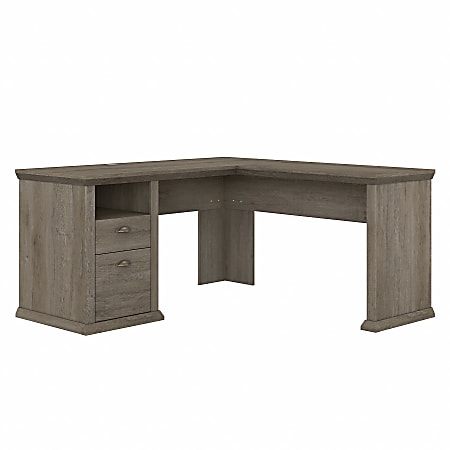 Bush Furniture Yorktown 60"W L-Shaped Desk With Storage, Restored Gray, Standard Delivery