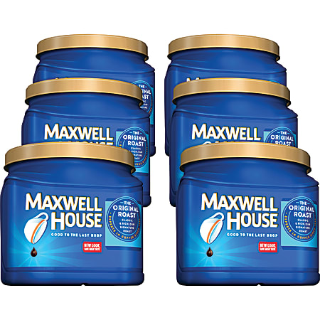 Maxwell House Original Ground Canister Coffee, Medium Roast, 30.6 Oz, Carton Of 6 Canisters