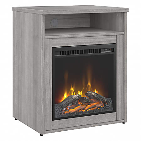 Bush® Business Furniture 400 Series 24"W Electric Fireplace With Shelf, Platinum Gray, Standard Delivery
