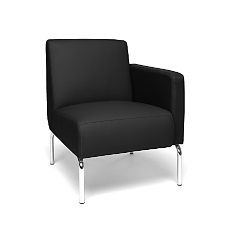 OFM Triumph Series Left Arm Modular Lounge Chair, Black/Chrome