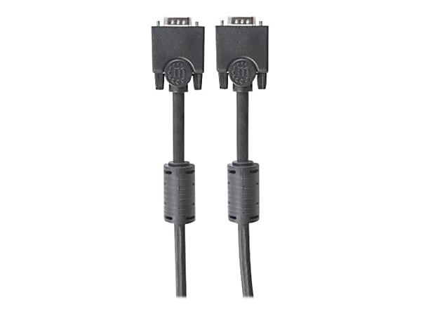 Manhattan VGA Monitor Cable (with Ferrite Cores), 3m, Black, Male to Male, HD15, Cable of higher SVGA Specification