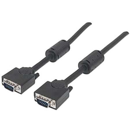 Manhattan VGA Monitor Cable (with Ferrite Cores), 3m, Black, Male to Male, HD15, Cable of higher SVGA Specification