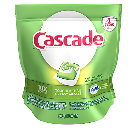 Cascade® ActionPacs™ Dishwasher Detergent Pods, Pack Of 20