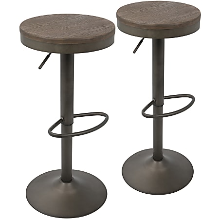 LumiSource Dakota Bar Stools, Antique/Brown, Set Of 2 Stools