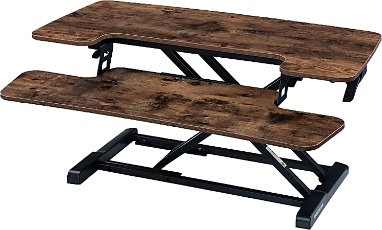 FlexiSpot Alcove Series Desk Riser 19 34 H x 34 58 W x 23 14 D Rustic Wood Office Depot