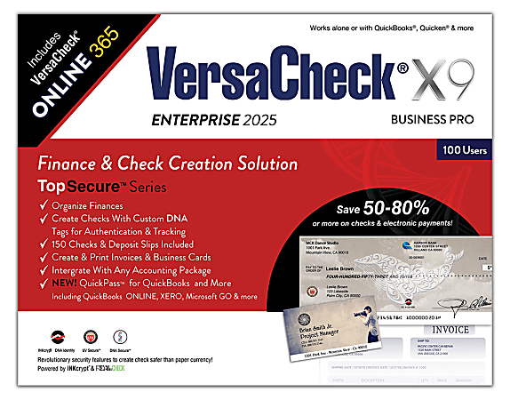 VersaCheck X9 Enterprise 2025 - 100 Users + VersaCheck ONLINE Pro 1 Year Subscription Bundle